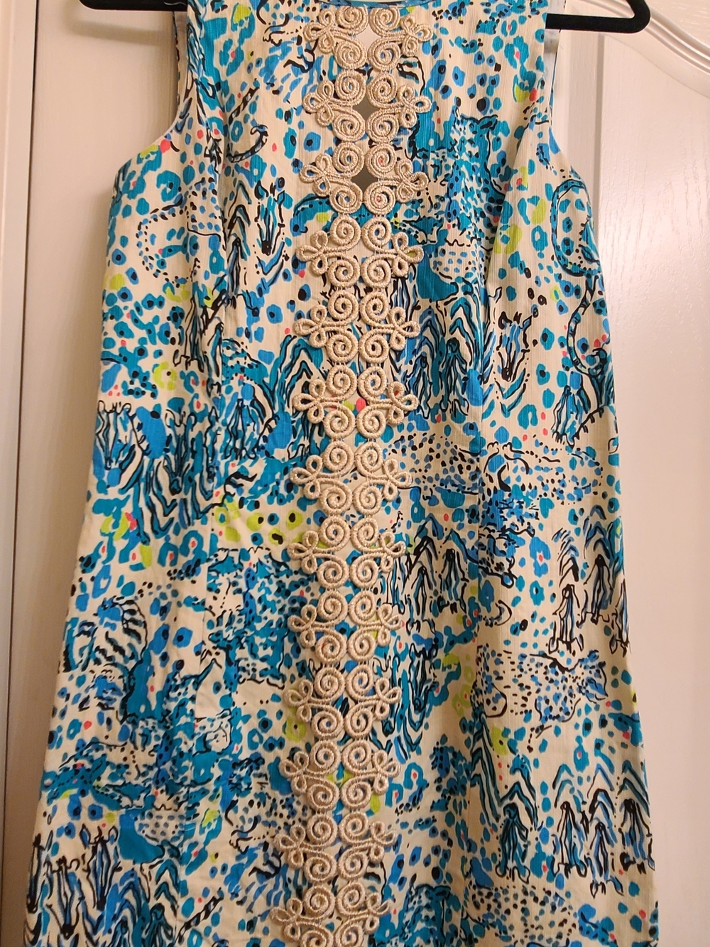 Lilly Pulitzer A-Line Skirt in Blue, Aqua & Cream Swirl